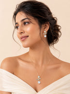 Aanura Floral Pearl Drop Necklace & Earrings Set