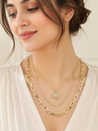 Aanura Gold Layered Sun Pendant Necklace