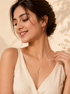 18K Gold Plated Rainbow Stone Drop Necklace