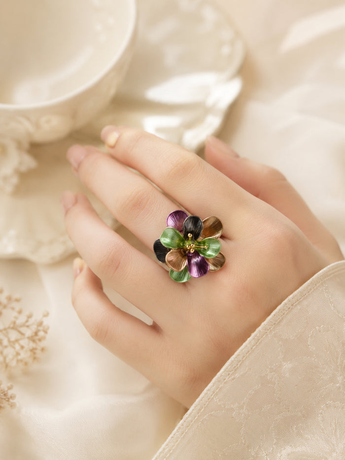 18K Gold Plated Flower Anti-Tarnish Waterproof Ring