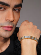 18K Gold-Plated Textured Anti-Tarnish Waterproof Steel Bracelet