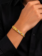 18K Gold & Rhodium Silver Imperial Link Bracelet for Men