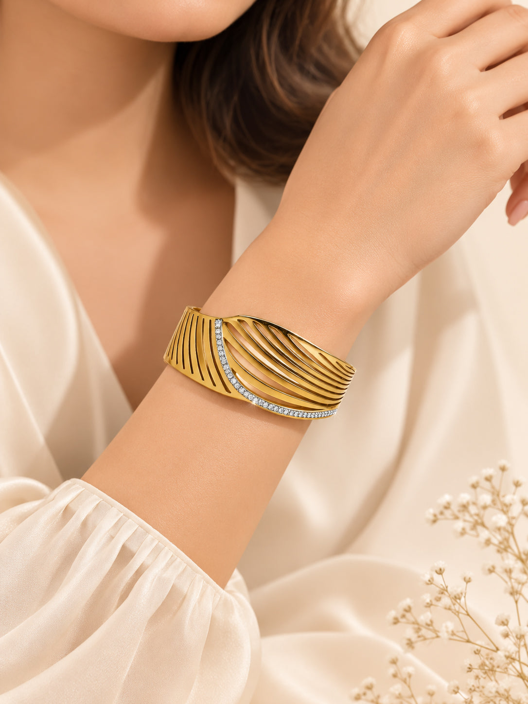 Aanura Golden Wave Cut-Out Bracelet
