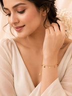 Stainless Steel 18K Gold Plated Multi-Stone Chain Charm Bracelet
