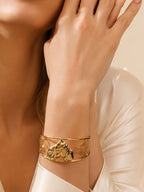 Aanura Sculpted Leaf Open Cuff Bracelet