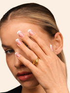 18K Gold Plated Fluid Curve Anti-Tarnish Waterproof Ring