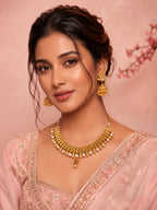 Aanura Gold-Plated Kundan Necklace & Earrings Set