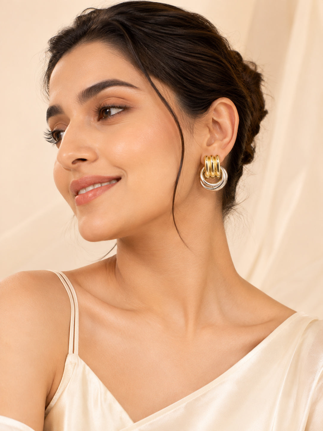 Aanura Dual-Tone Knot Statement Earrings