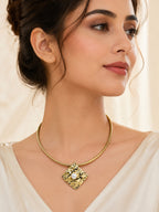 Aanura Gold Choker with Pearl Textured Pendant