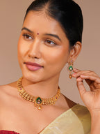 Aanura Gold Plated Emerald Aura Necklace Set