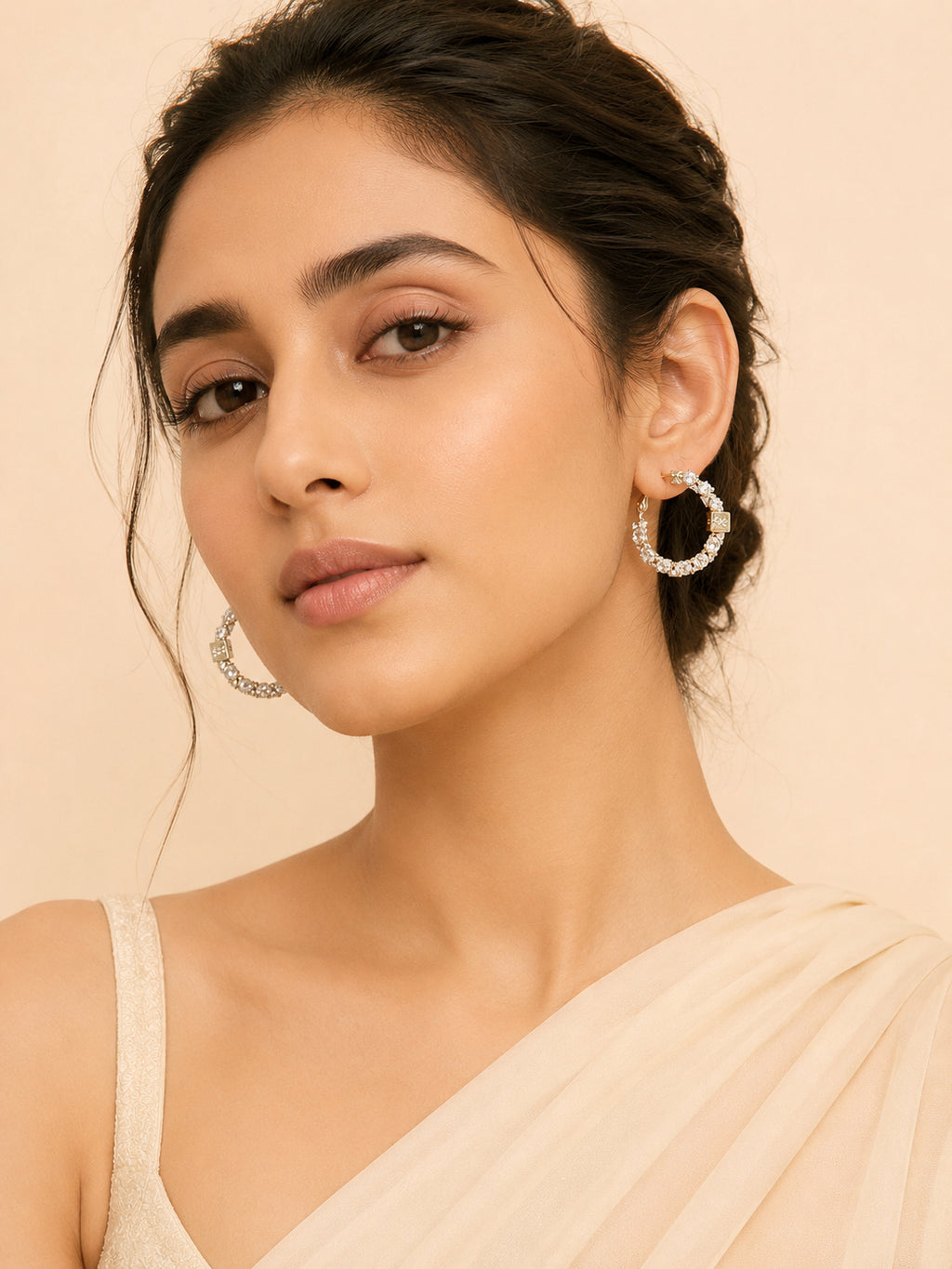 Aanura Crystal Hoop Earrings in Gold