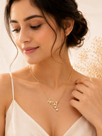 18K Gold Plated Butterfly Trio Crystal Drop Necklace
