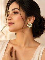 Aanura Dual Tone Floral Gold Statement Earrings