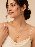 18K Gold Plated Crystal Ribbon Loop Layered Necklace