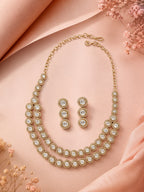 Aanura Double Layer Round Kundan Necklace Set