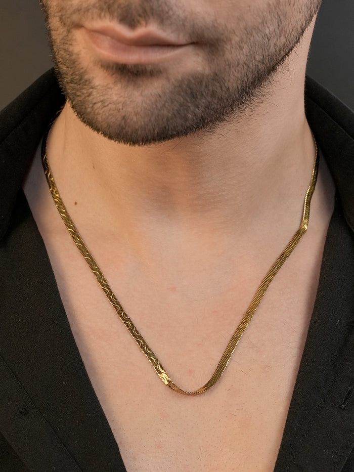 18K Gold Plated Snake Link Anti-Tarnish Waterproof Chain