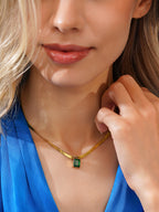 Aanura Square Drop Minimal Pendant Necklace