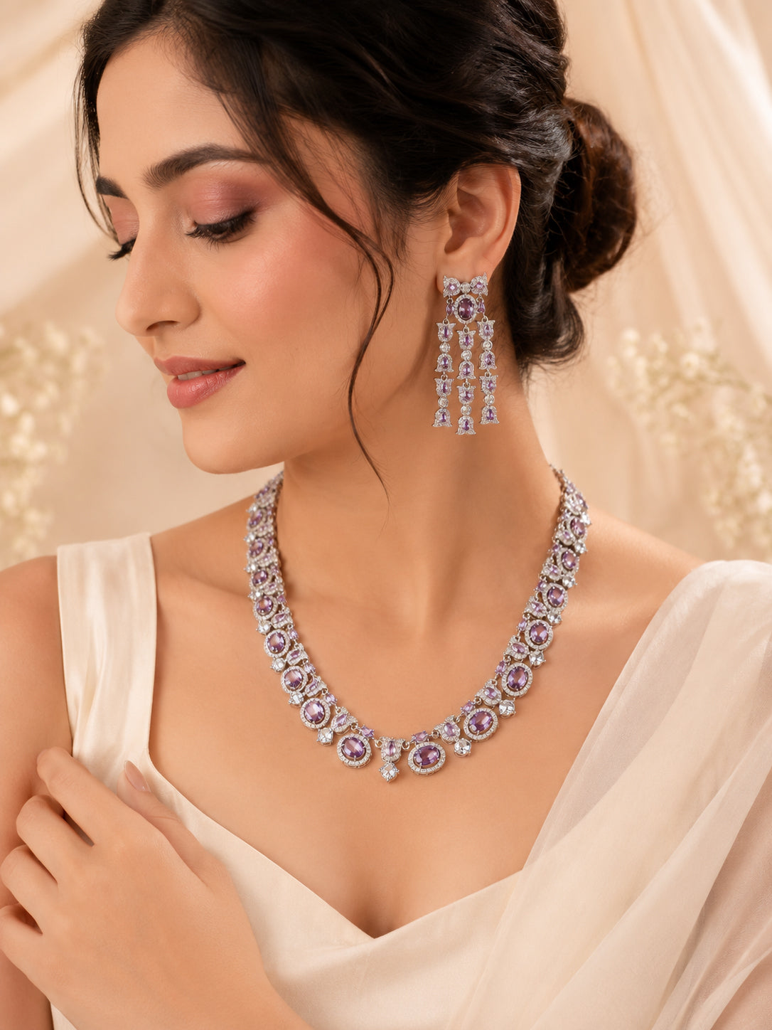 Aanura Royal Violet Stone Necklace Set