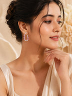 Aanura Pink Crystal Sparkling Hoop Earrings