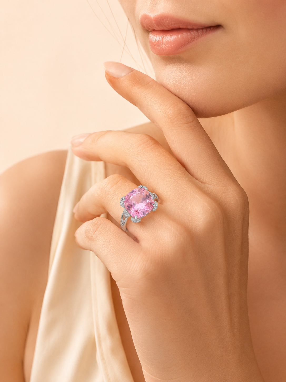 Rhodium Plated Purple Pavé Anti-Tarnish Waterproof Ring