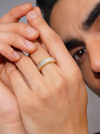 Aanura 18K Gold & Silver Brushed Band Anti tarnish For Him