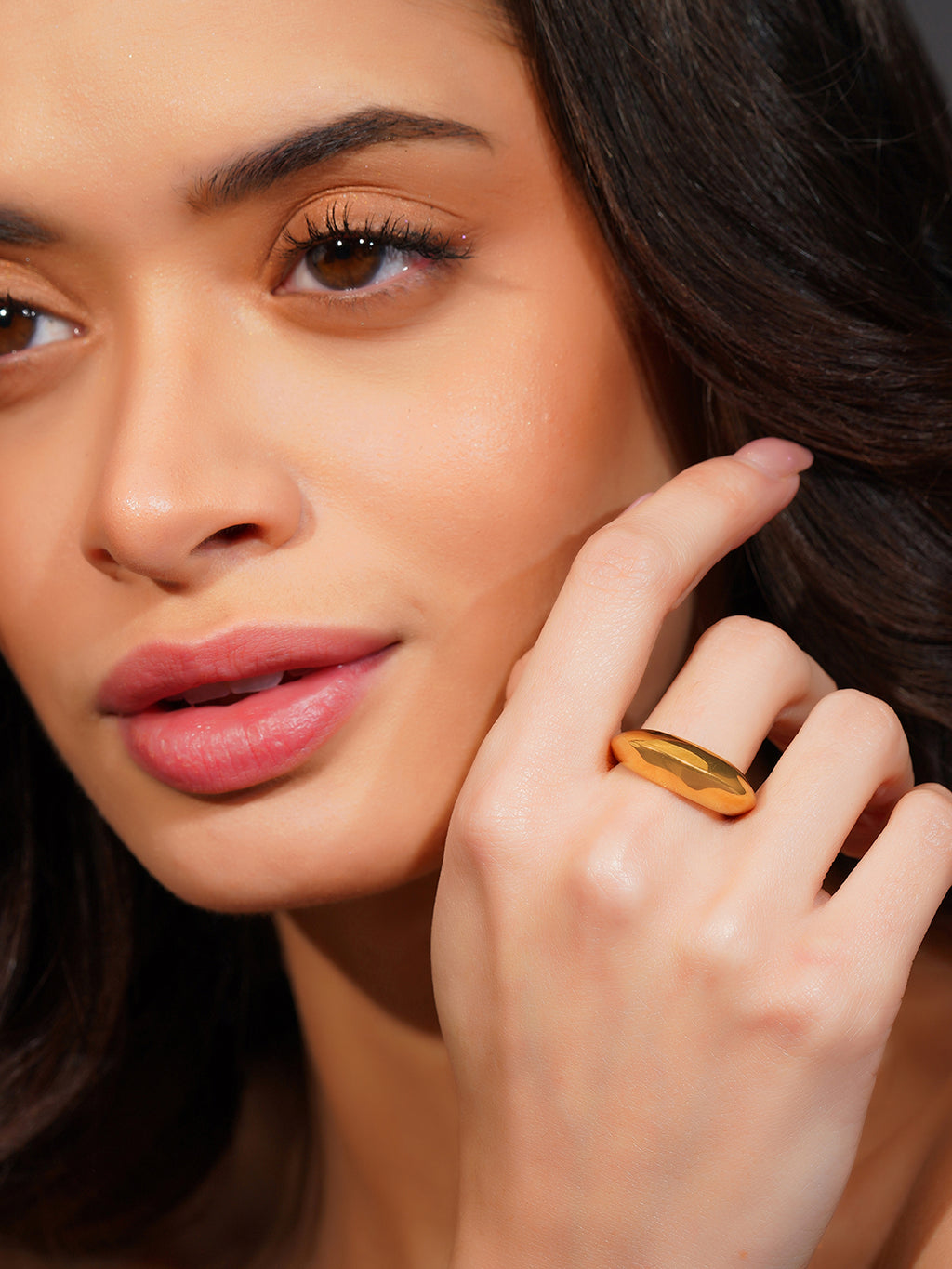 Aanura Gold Plated Sculpted Dome Ring