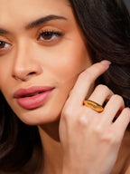18K Gold Plated Sculpted Dome Anti-Tarnish Waterproof Ring