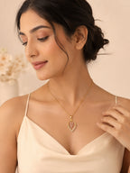 Pink Leaf Crystal Necklace in 18K Gold Plating