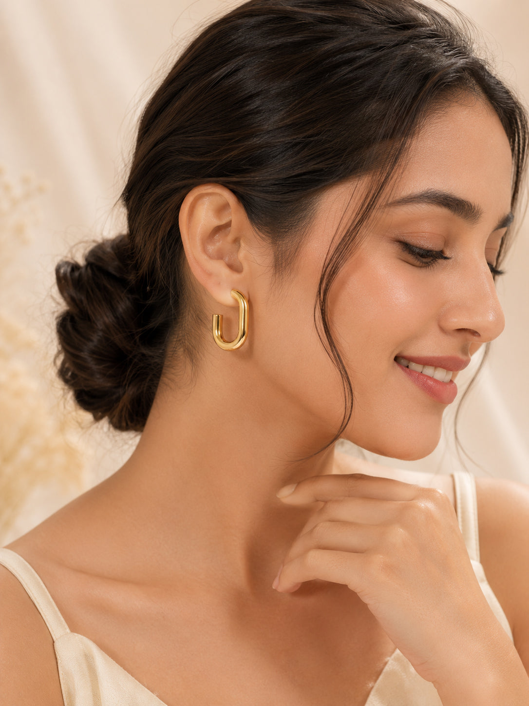 Aanura Gold Plated U-Shaped Hoop Earrings