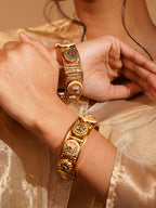 Aanura Gold Plated Antique Motif Stone Bangle