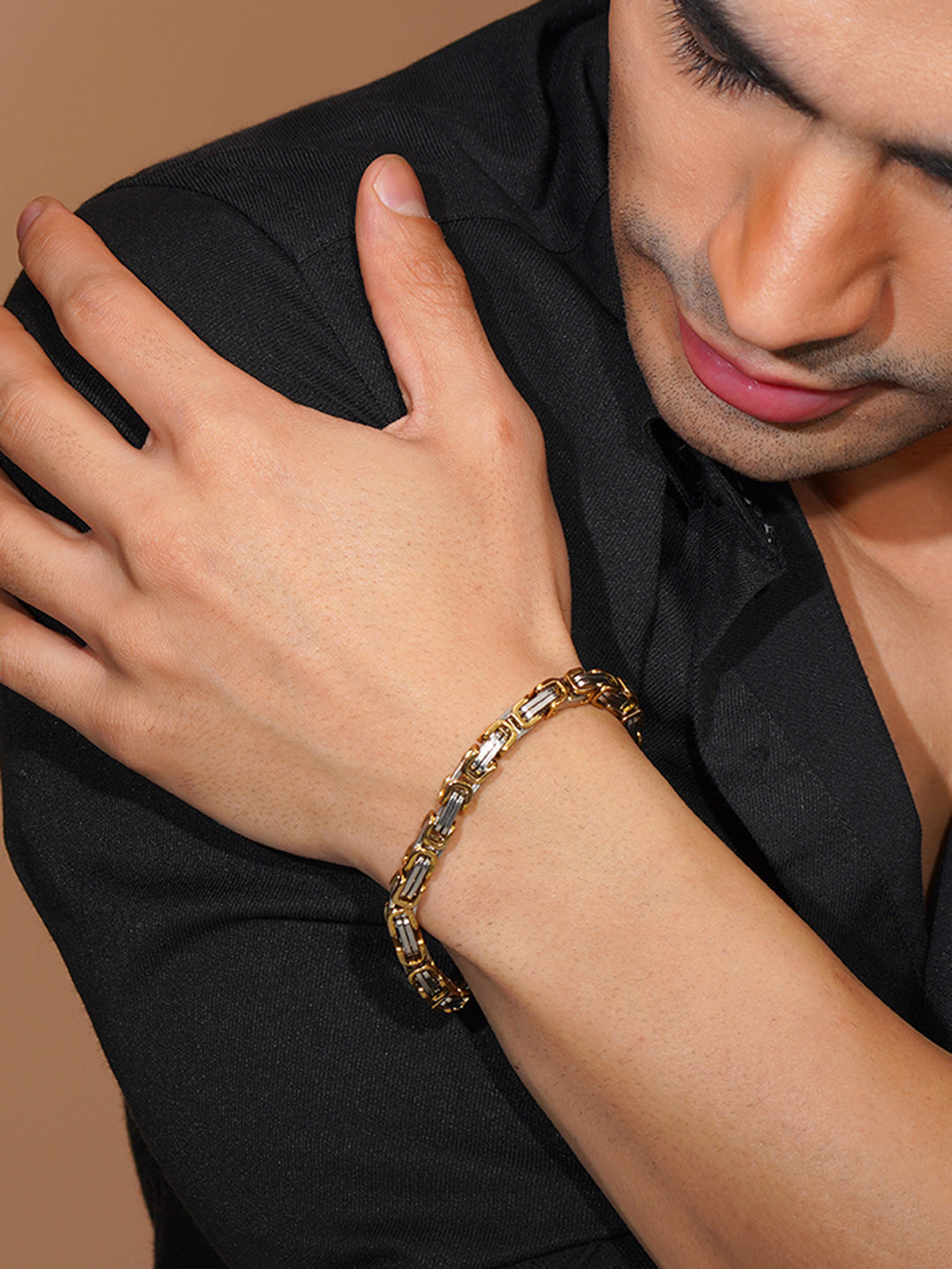 Aanura Dual-Tone Stainless Steel Bracelet For Men