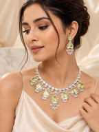 Aanura Royal Purple Crystal Drop Necklace Set Stainless