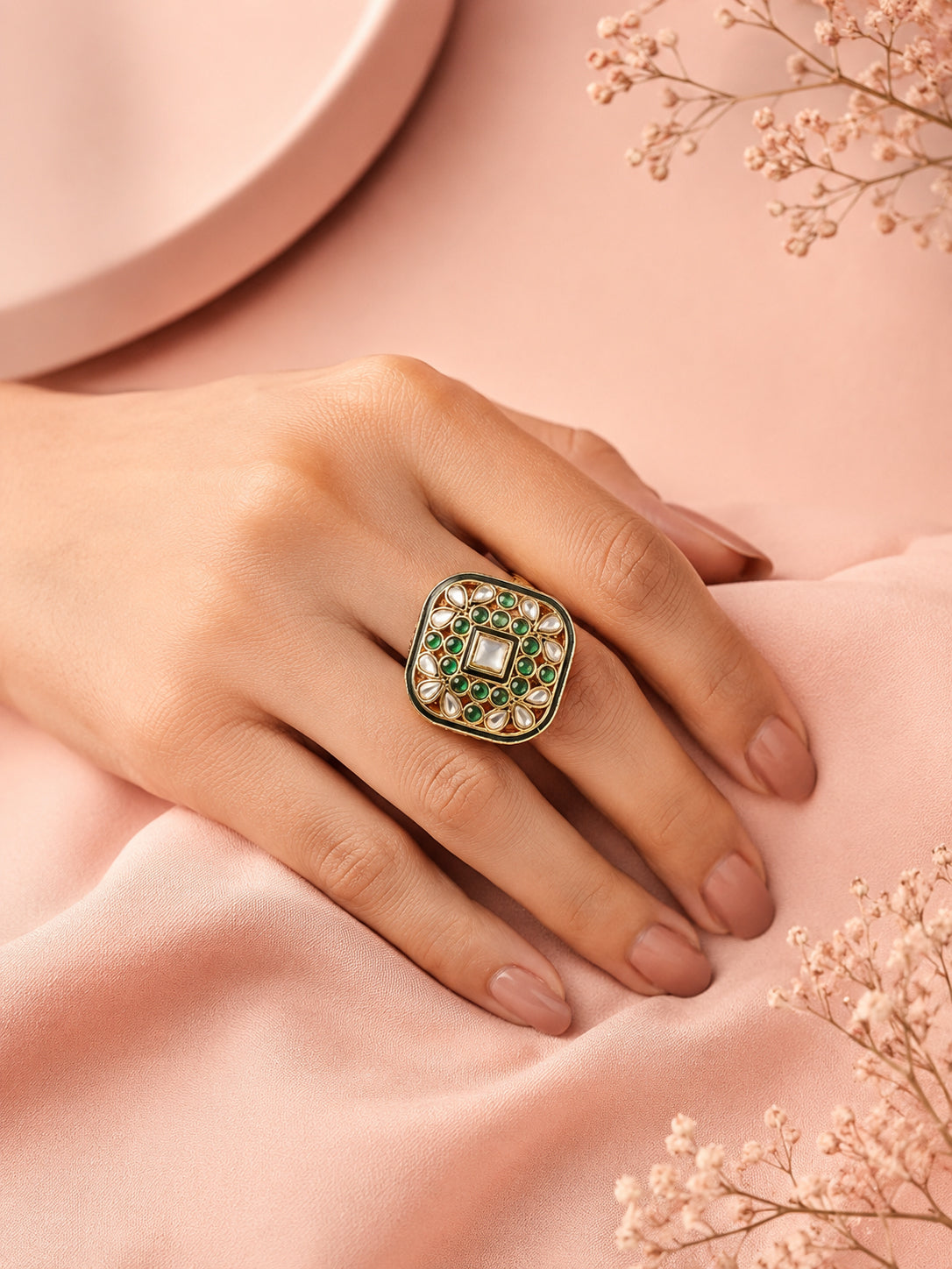 Aanura Ornate Square Adjustable Statement Ring