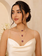 Aanura Layered Red Pendant Necklace Set