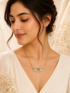 18K Gold Plated Purple Angel Wing Heart Stone Necklace