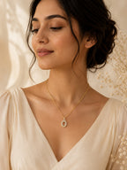 Gold Plated Open Oval Crystal Necklace
