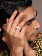 Aanura 18K Gold-Plated Crystal Statement Anti tarnish & Water-Proof  Ring For Men's