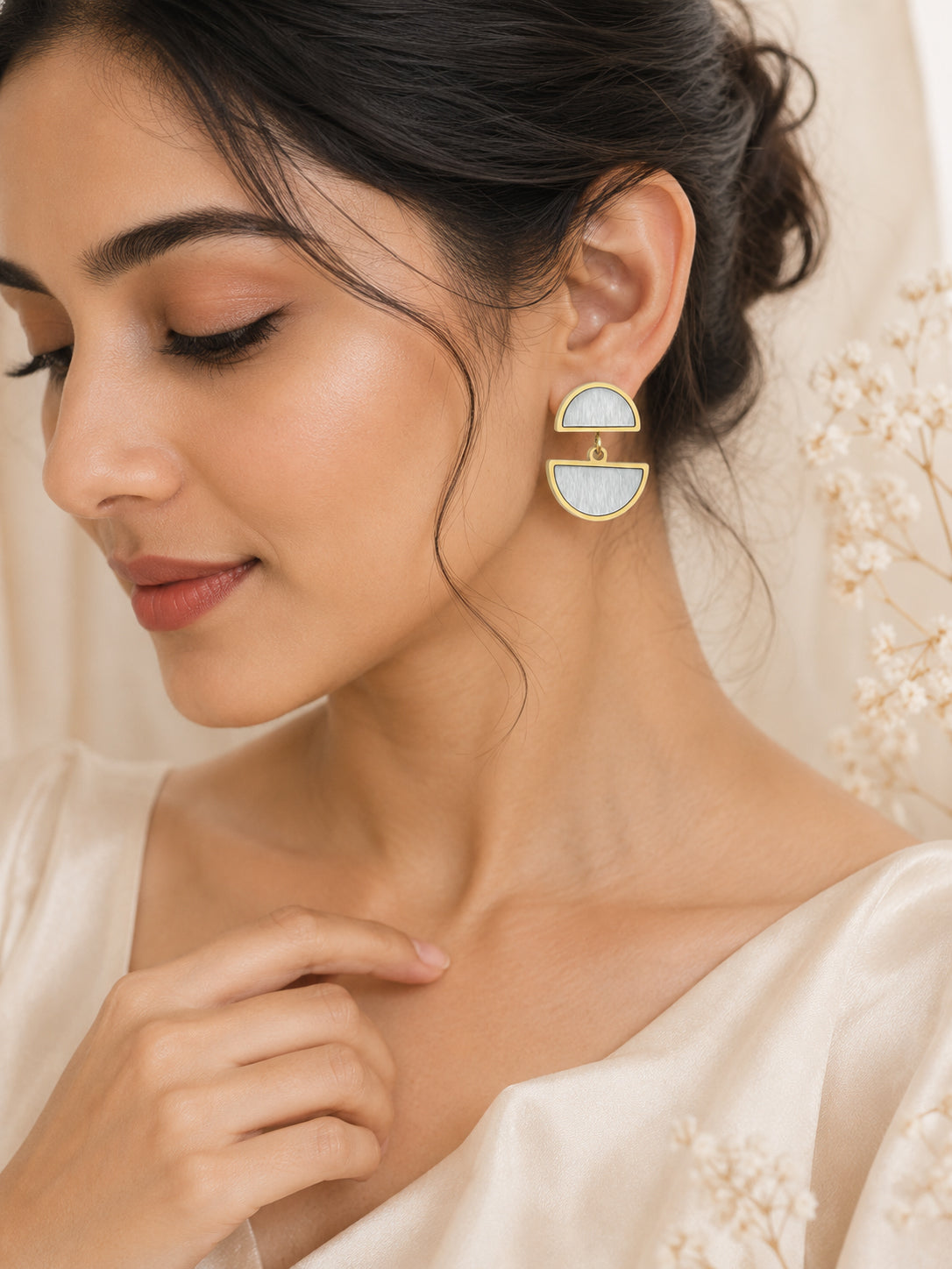 Aanura Eclipse Dual-Tone Geometric Earrings