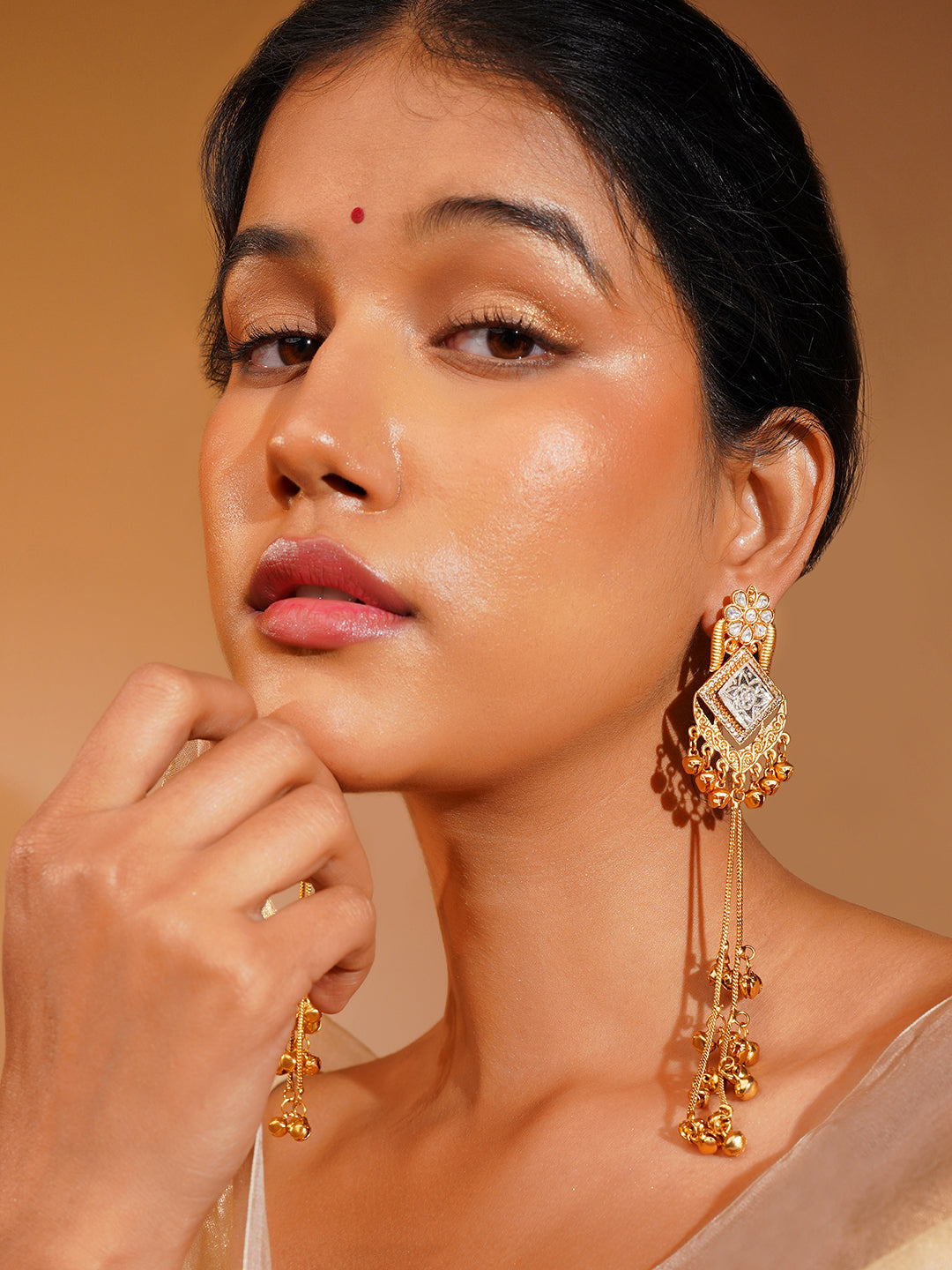 Aanura Gold Plated Royal Drop Jhumka Earrings