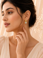 Interlock Link Pavé Drop Stud Earrings in 18K Gold Plating