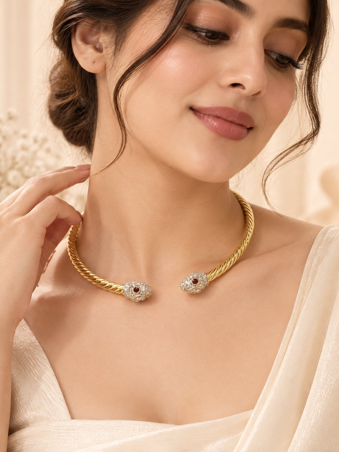 Aanura Twisted Cable Choker – Stainless Steel Jewelry