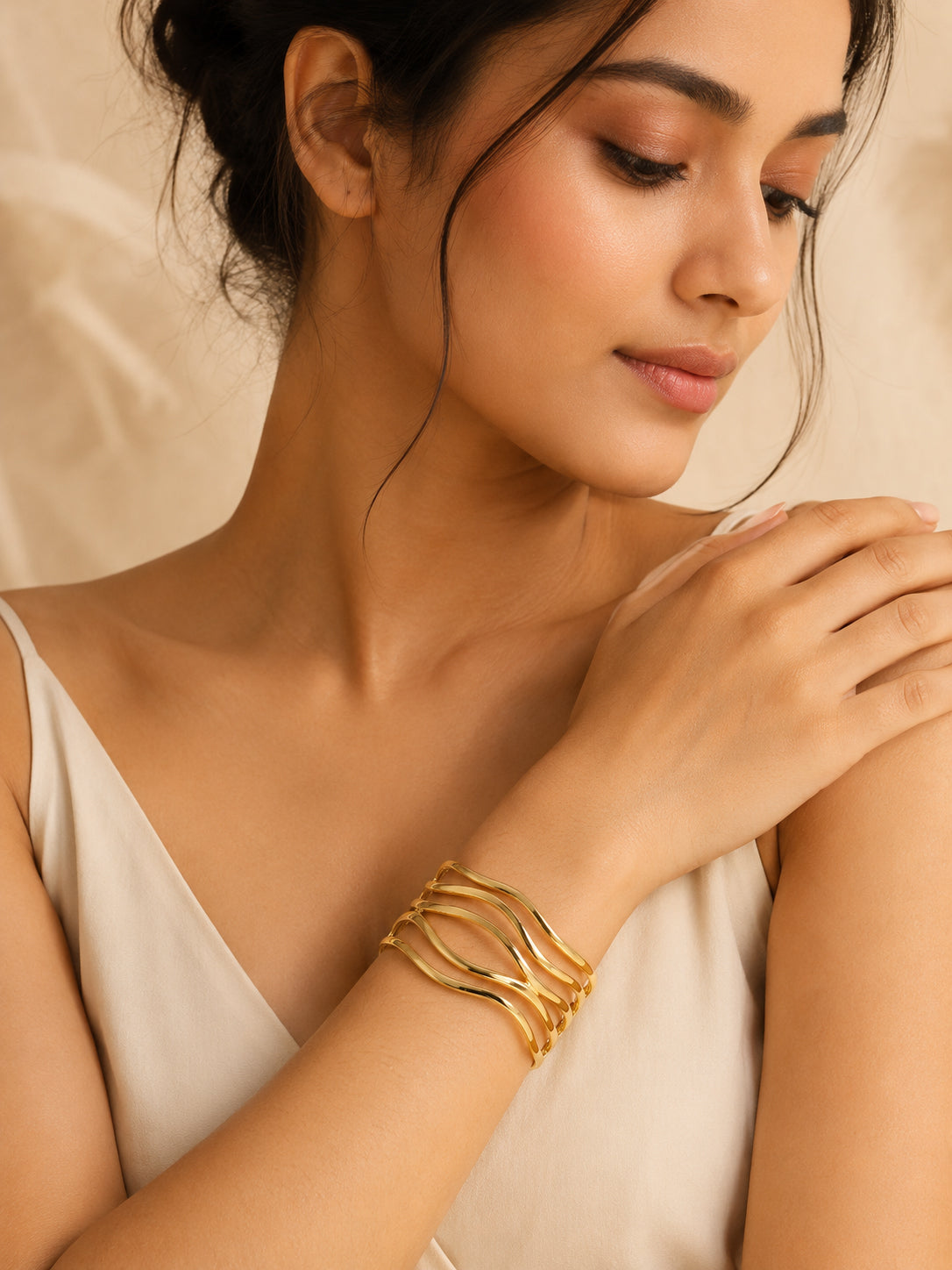 Aanura Golden Wave Cuff Bracelet