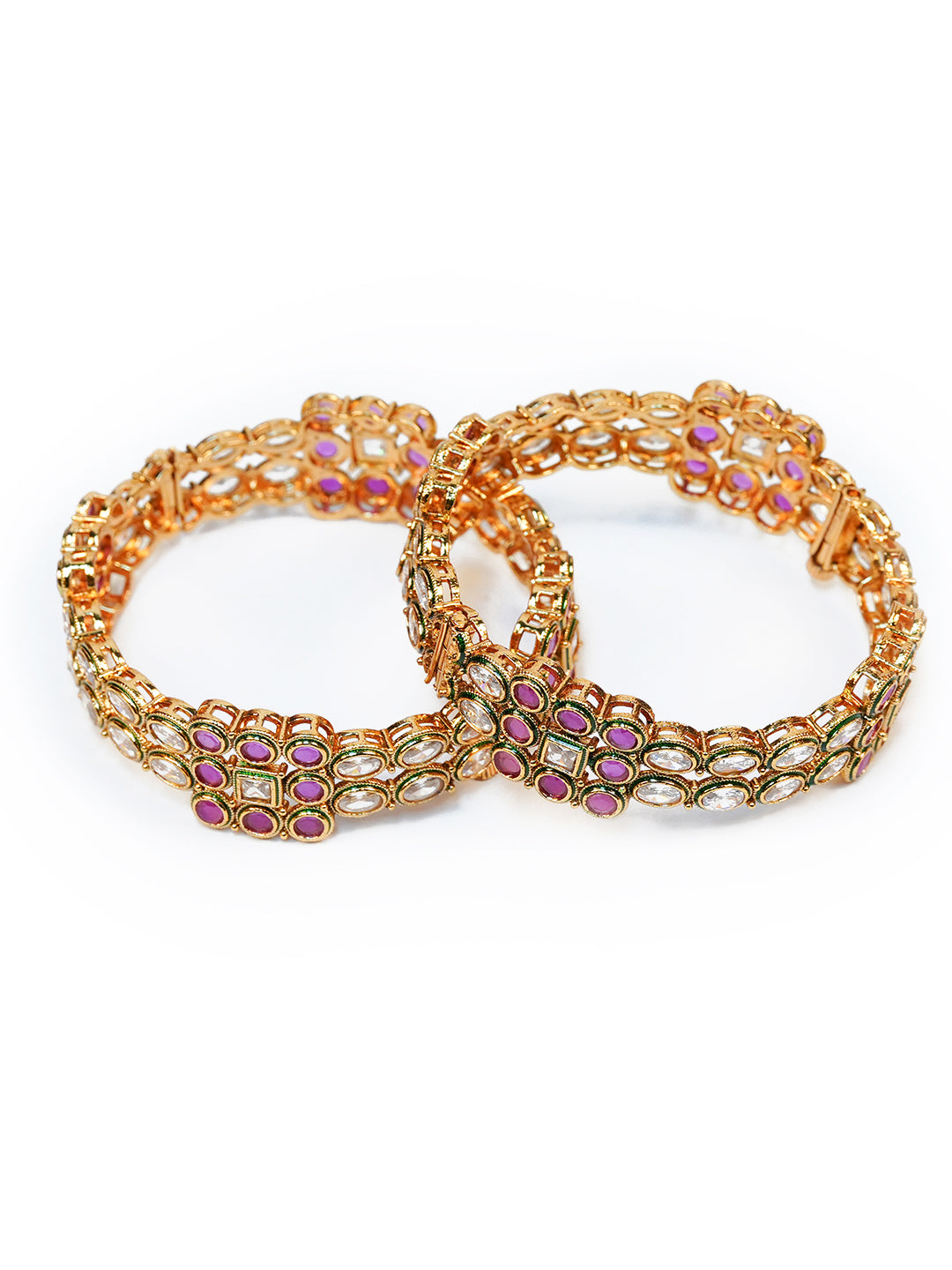 Aanura Gold Plated Regal Stone Bangle Bracelet