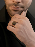18K Gold Dome Signet Anti-Tarnish Waterproof Ring