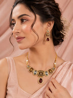 Aanura Kundan Choker Necklace with Teardrop Pendant