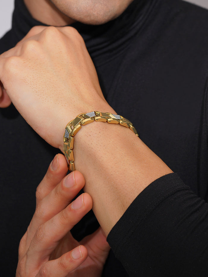 18K Gold-Plated Imperial Cuban Waterproof Stainless Steel Bracelet for Men