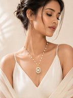 18K Gold Plated Pearl Bead Halo Necklace