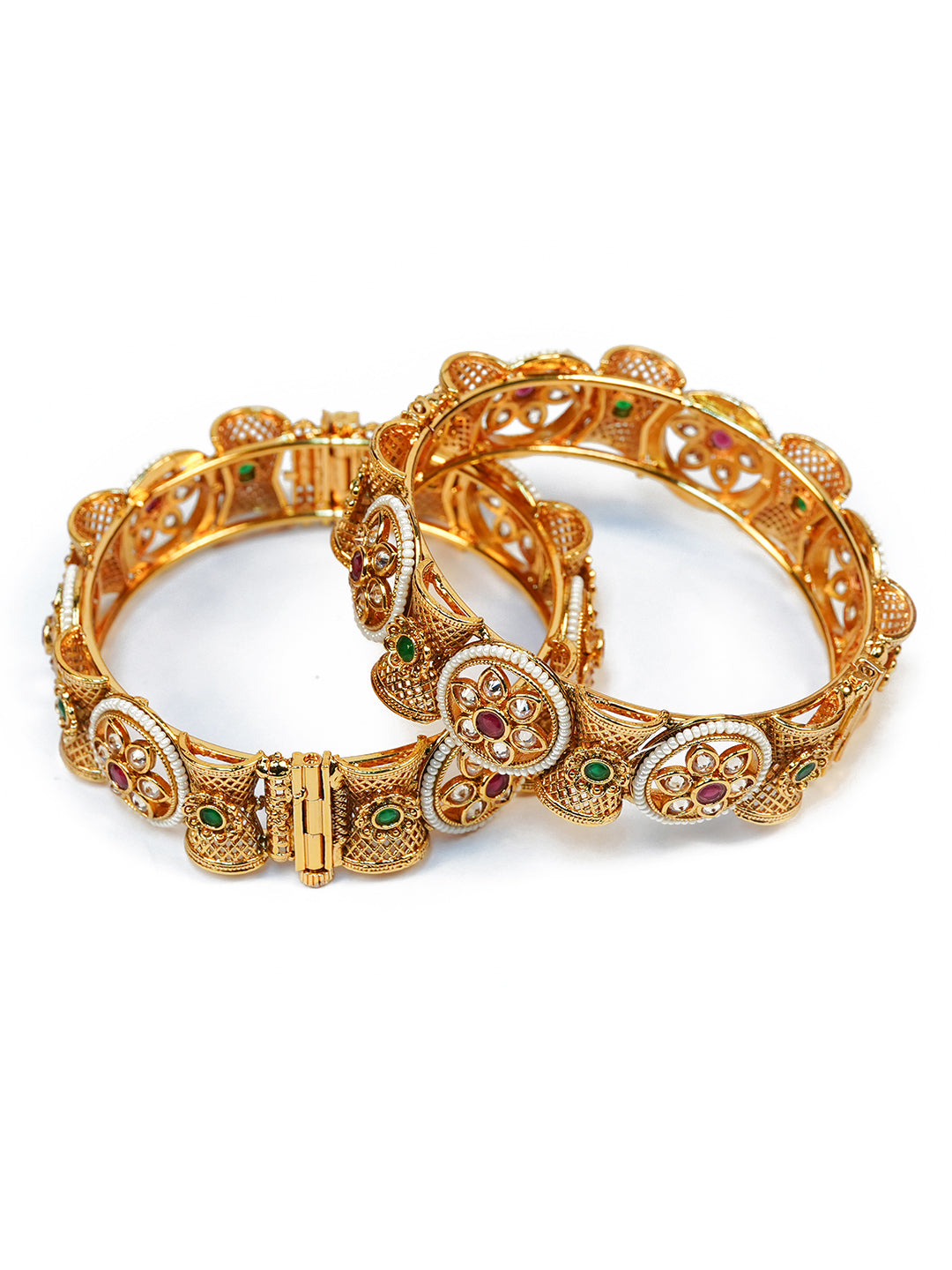 Aanura Gold Plated Heritage Stone Bangle Bracelet