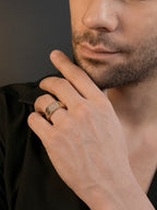 18K Gold CZ Grid Anti-Tarnish Waterproof Ring
