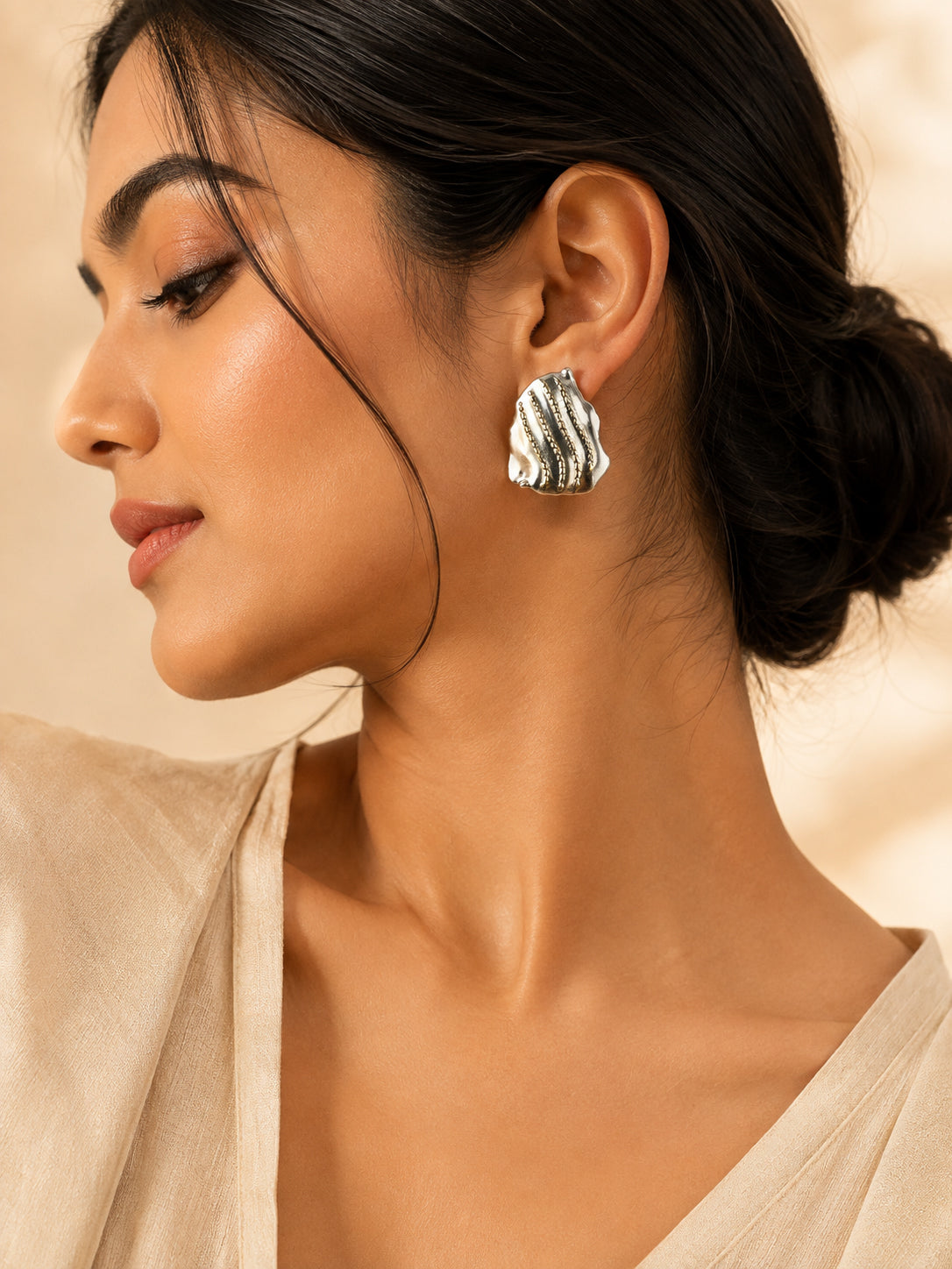 Aanura Molten Wave Dual-Tone Earrings